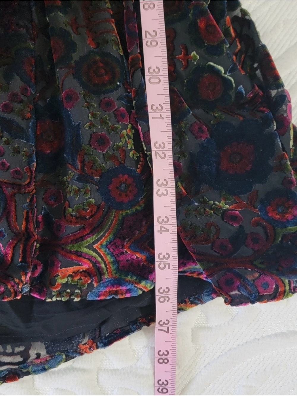 Anthropologie Mona Burnout Velvet Floral Mini Dress Long Billowy Sleeves Size XL - Picture 10 of 10